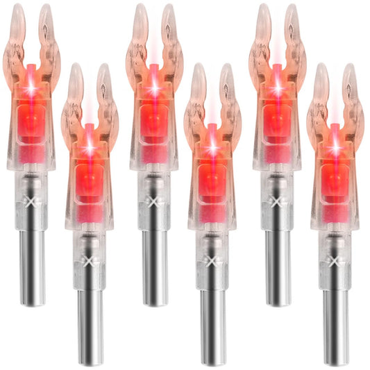6PCS X Lighted Nocks for Arrows with .204 .233 .244 .246 Inside Diameter with H, S, GT Bushings LED Arrow Nocks, High-Visibility Lighted Knocks, Light Up Nocks with ON/Off Switch for Target Shooting