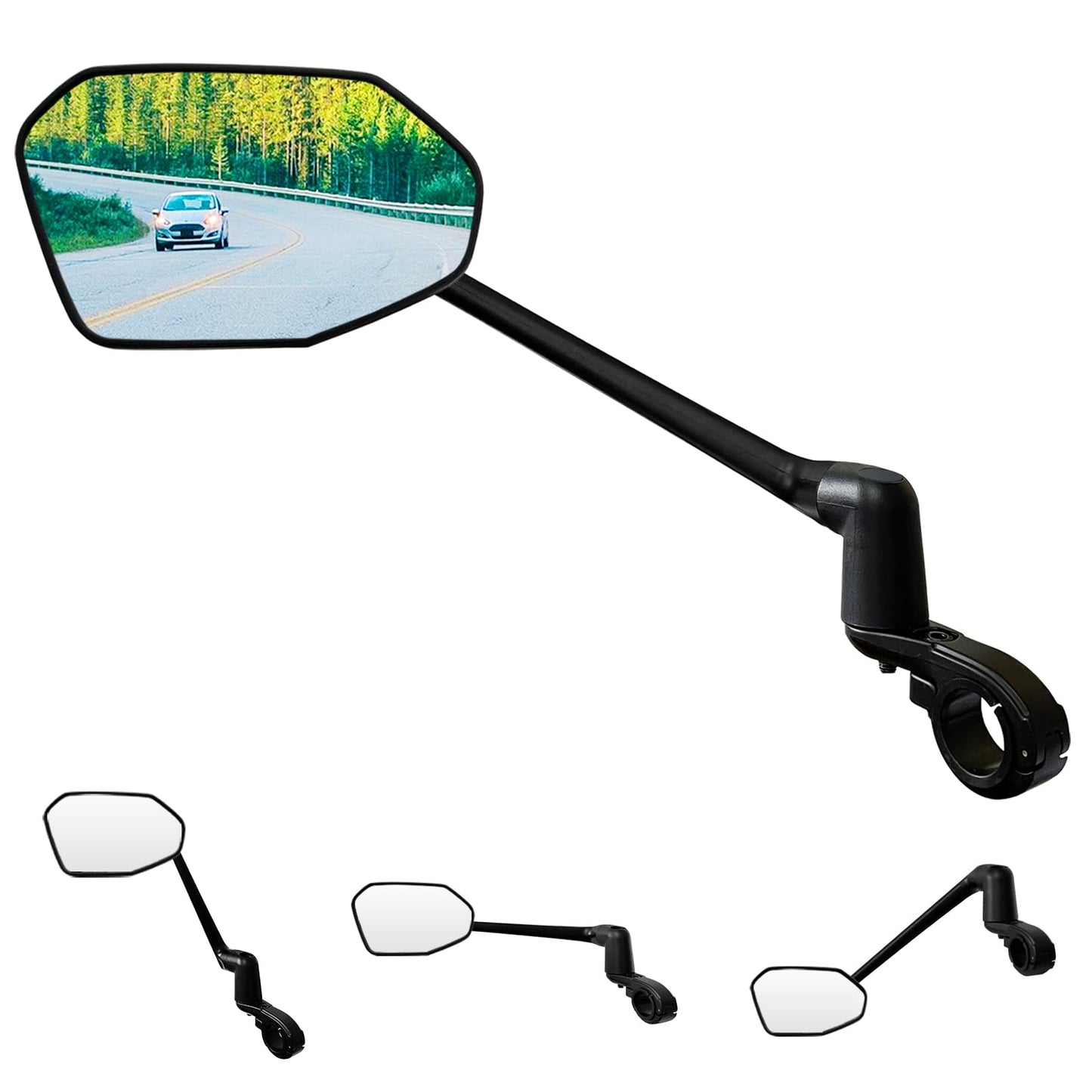 Homieway Bike Mirror, Aluminum Bicycle Mirror Handlebar Mount,Foldable & Adjustable HD Real Glass Cycle Mirror, Bike rear viewmirror for Ebike Scooter MTB (Left Handlebar 0.87-1 inch)