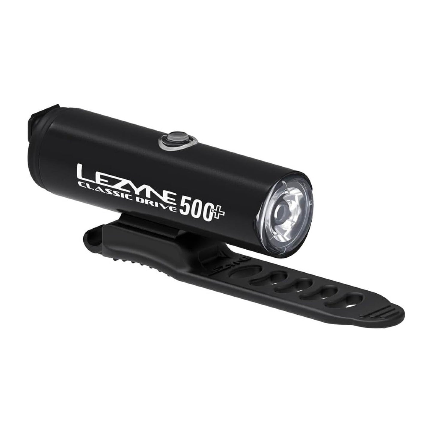 LEZYNE Classic Drive 500+ Bicycle USB-C Rechargeable IPX7 White LED Front Light w/Multiple Solid & Flash Modes | Integrated Versatile Strap Mount Compatible w/Helmets & Handlebars, Satin Black