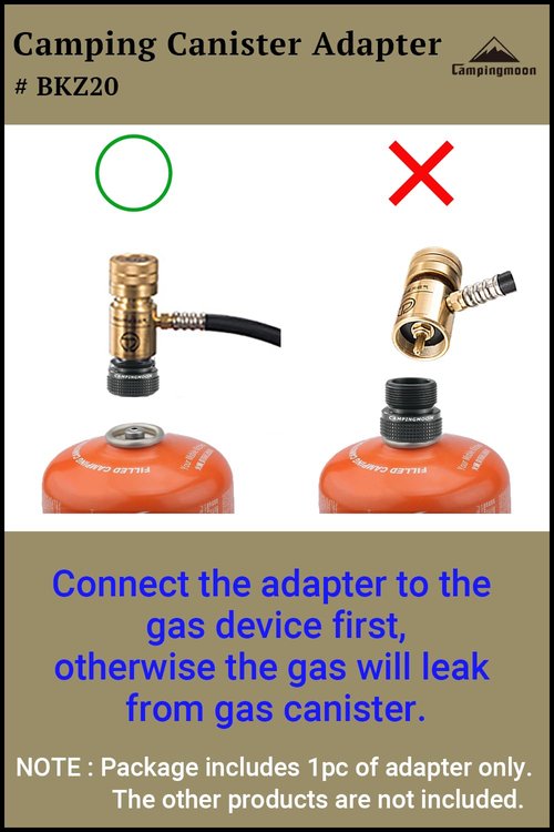 CAMPINGMOON Camping Canister Propane Gas Stove Grill Adapter, Input: EN417 Lindal Valve Canister, Output: CGA 600 Connection BKZ20 (Black CGA 600 Adapter)