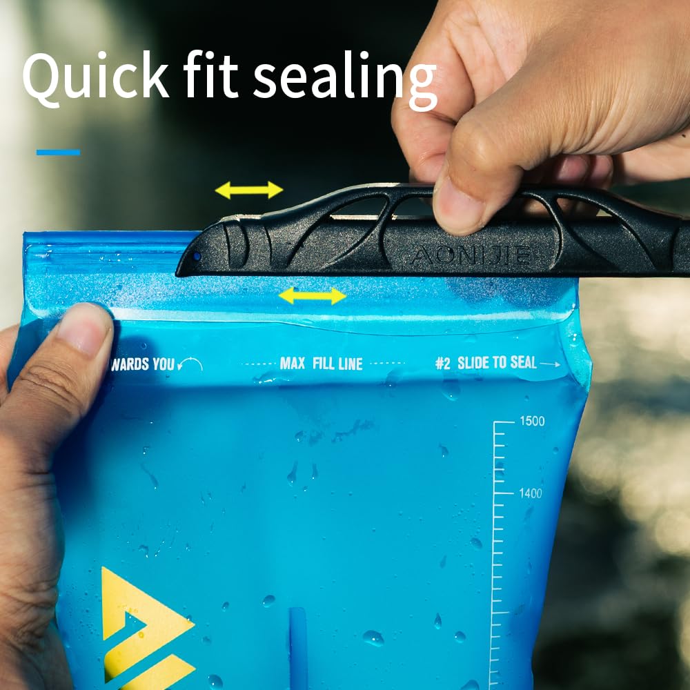 AONIJIE Foldable Hydration Bladder Water Reservoir 1.5L 2L 3L Leak Proof Easy Clean BPA Free Suitable for Bicycling Hiking Camping Hunting Running (Blue,2L)