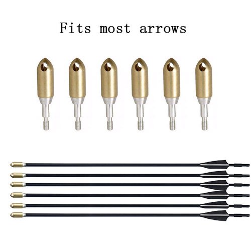 MAXMIKO Archery Broadheads, Arrowhead Hunting Tips Points-Pack of 6 Copper Whistling Arrow Heads, Replaceable Archery Targeting Arrow Tips Broadheads for Compound Bow and Crossbow Arrows Gold Color