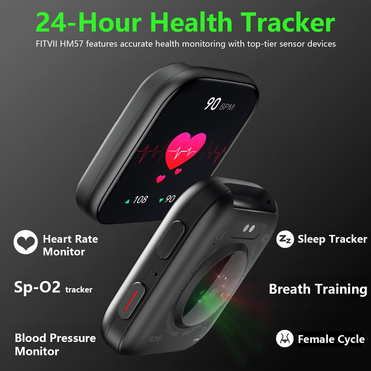 FITVII Health & Fitness Tracker (Answer/Make Calls), Smart Watch with 24/7 Heart Rate and Blood Pressure, Sleep Tracking, Blood Oxygen Monitor, 120+ Sport Modes Activity Tracker for Women Men