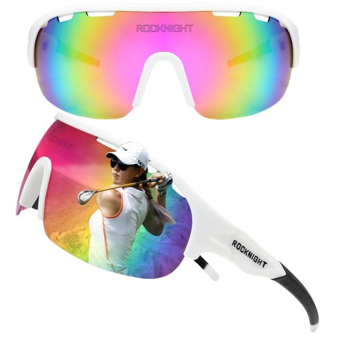 ROCKNIGHT Shades Women Sunglasses Sports HD Polarized Sunglasses UV Protection Outdoor Pink Mirror Sunglasses for Women