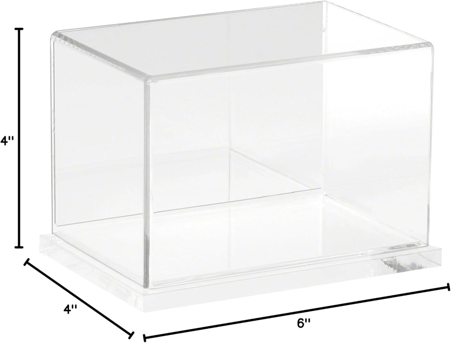 Plymor Clear Acrylic Display Case with Hardwood Base, 6" W x 4" D x 4" H