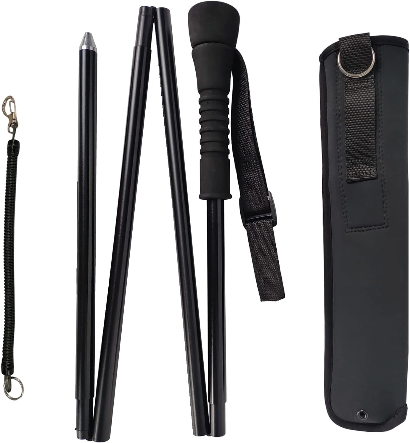 Aventik Fold-able Wading Staff Water Depth Safety Warning Sign Coated Stainless Steel Core T7075 Aluminum Body Corrosion Resistance