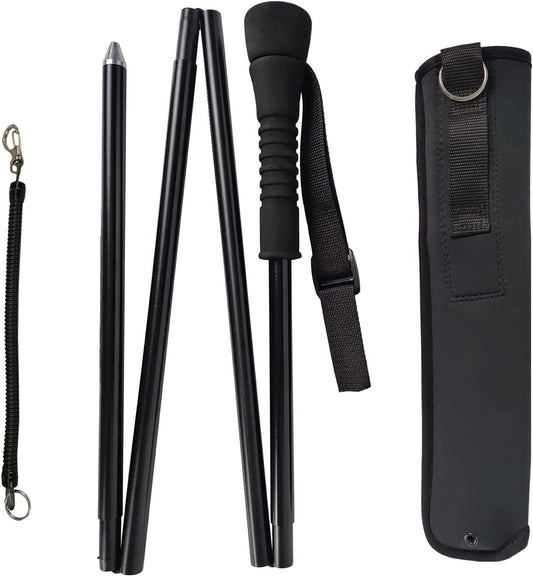 Aventik Fold-able Wading Staff Water Depth Safety Warning Sign Coated Stainless Steel Core T7075 Aluminum Body Corrosion Resistance