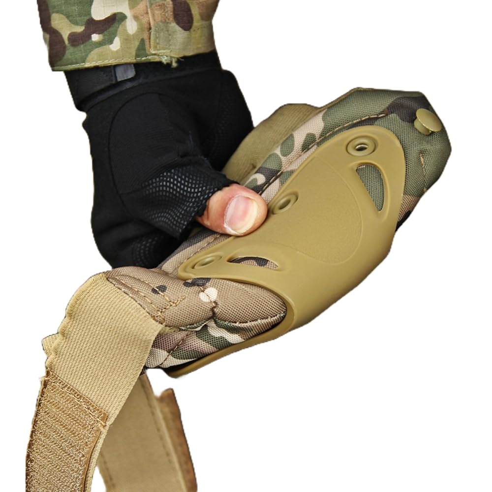 Pack of 4 Tactical Knee & Elbow Protective Pads Guard Black Knee and Elbow Pads Adjustable Shoulder Straps Gel Knee Pads for Paintball Heavy Duty Elbow and Knee Protective Pads for Outdoor Work
