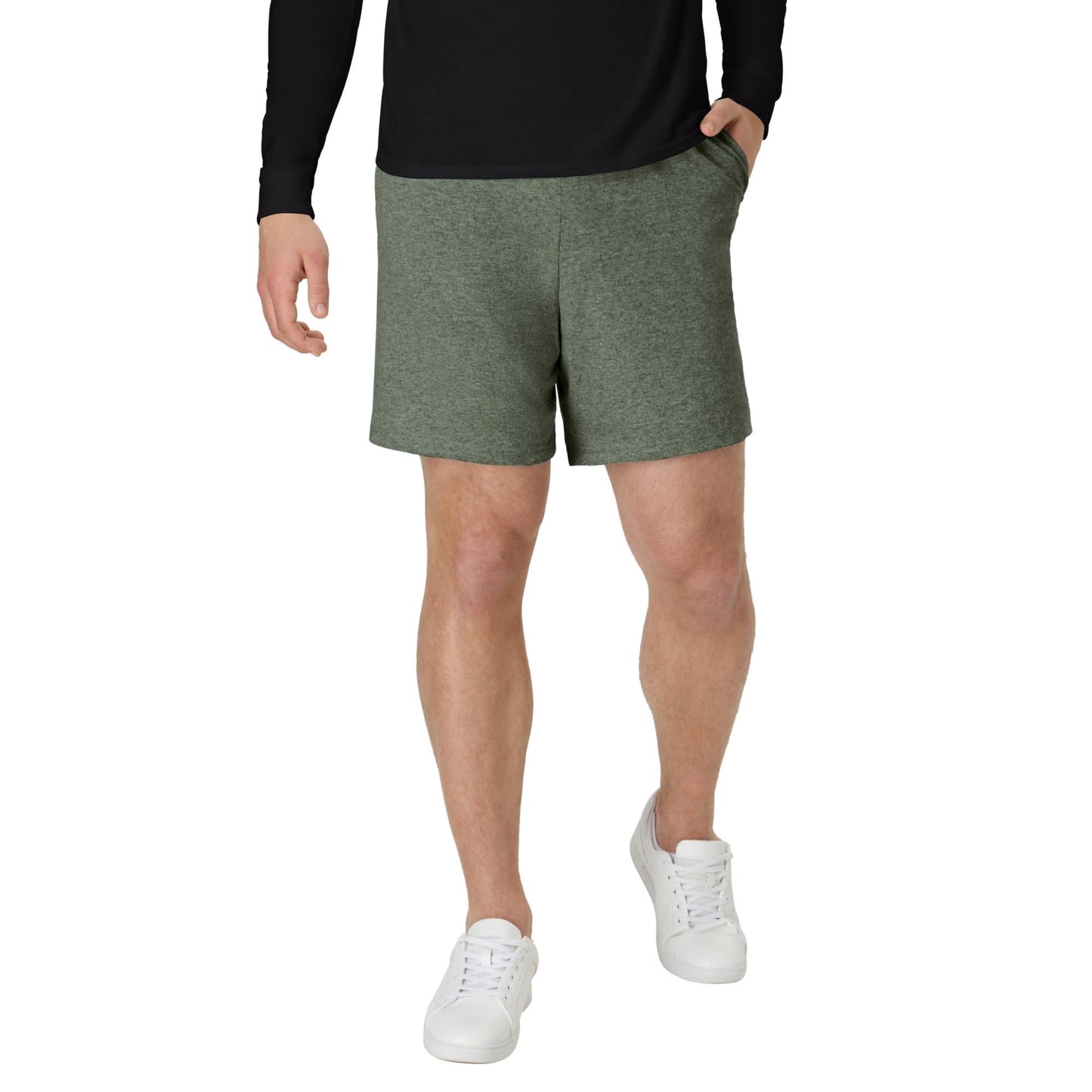 Hanes Mens Jersey Cotton With Pocket Workout-and-training-shorts, Camo Green Heather, Small US