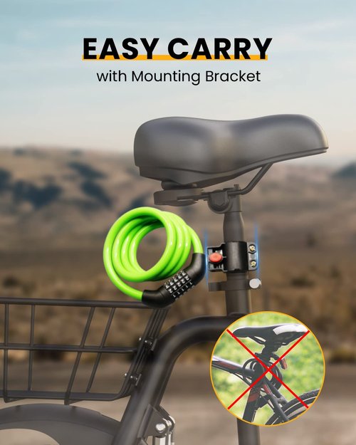 Everyfun Bike Lock Cable with Combination,High Security 5-Digit Resettable Combination Bicycle Lock Anti-Theft, Scooter Lock with Mounting Bracket for Bikes and Scooters(Green)