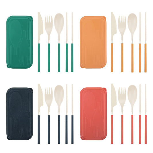 JEPELUS 4PCS Collapsible Utensil Sets for Lunch Box, Reusable Cutlery Set with Case, Travel Utensils Outdoor, Lunch Utensil Set for Work Travel Home School, Portable Utensils Adult