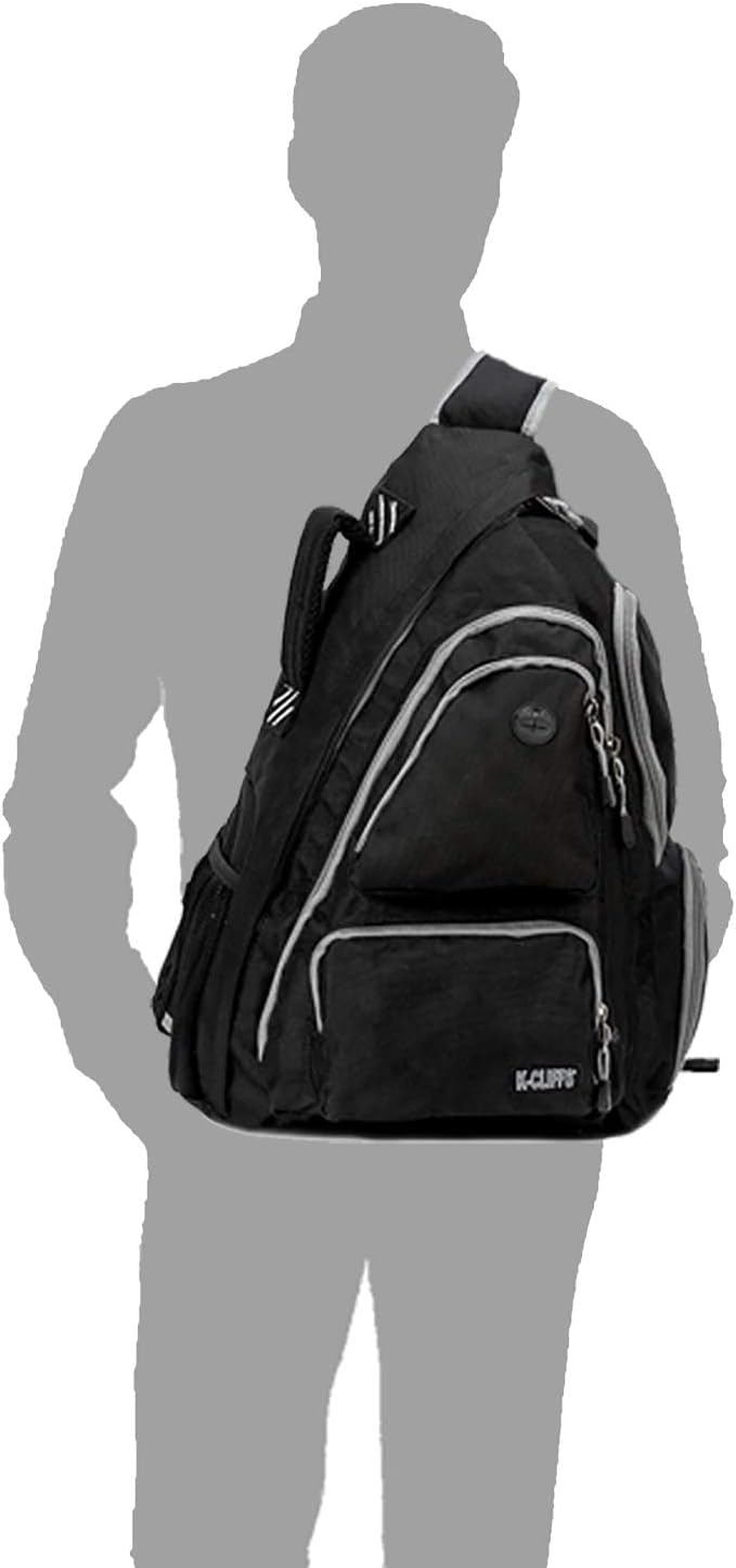 K-Cliffs Heavy Duty Sling Backpack Water-Resistant Laptop Bookbag Body Bag Bright Color Safety Reflective Stipe