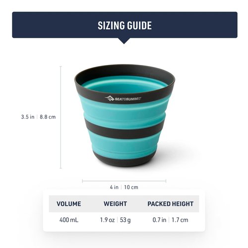 Sea to Summit Frontier Ultralight Collapsible 12 Ounce Camp Cup, Aqua Sea Blue