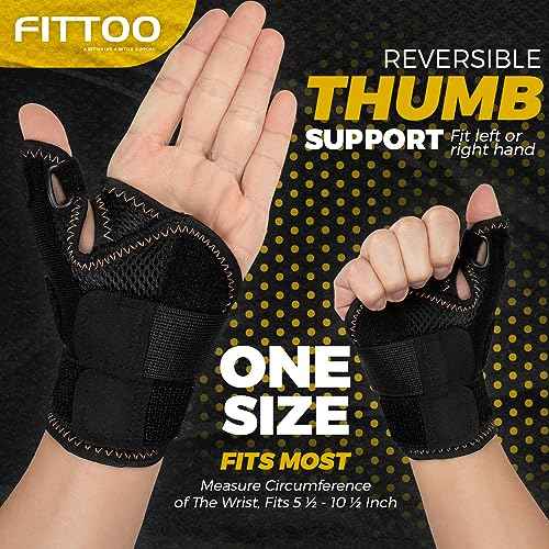 FITTOO Copper Infused Thumb & Wrist Brace for Men and Women - Comfortable CMC Thumb Brace Spica Splint for Pain Relief, Tendonitis, Right & Left Hand - Universal Size