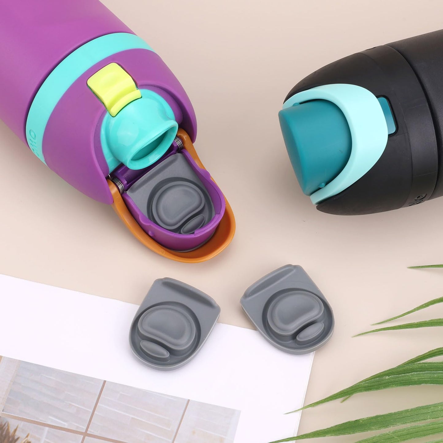 3pcs Replacement Stopper Compatible with Owala FreeSip 24oz 32oz, BPA-Free Silicone Water Bottle Lid Gaskets Replacement for 19/24/32/40oz Bottle Mouth Cap Stopper Seal Parts Accessories (Grey)