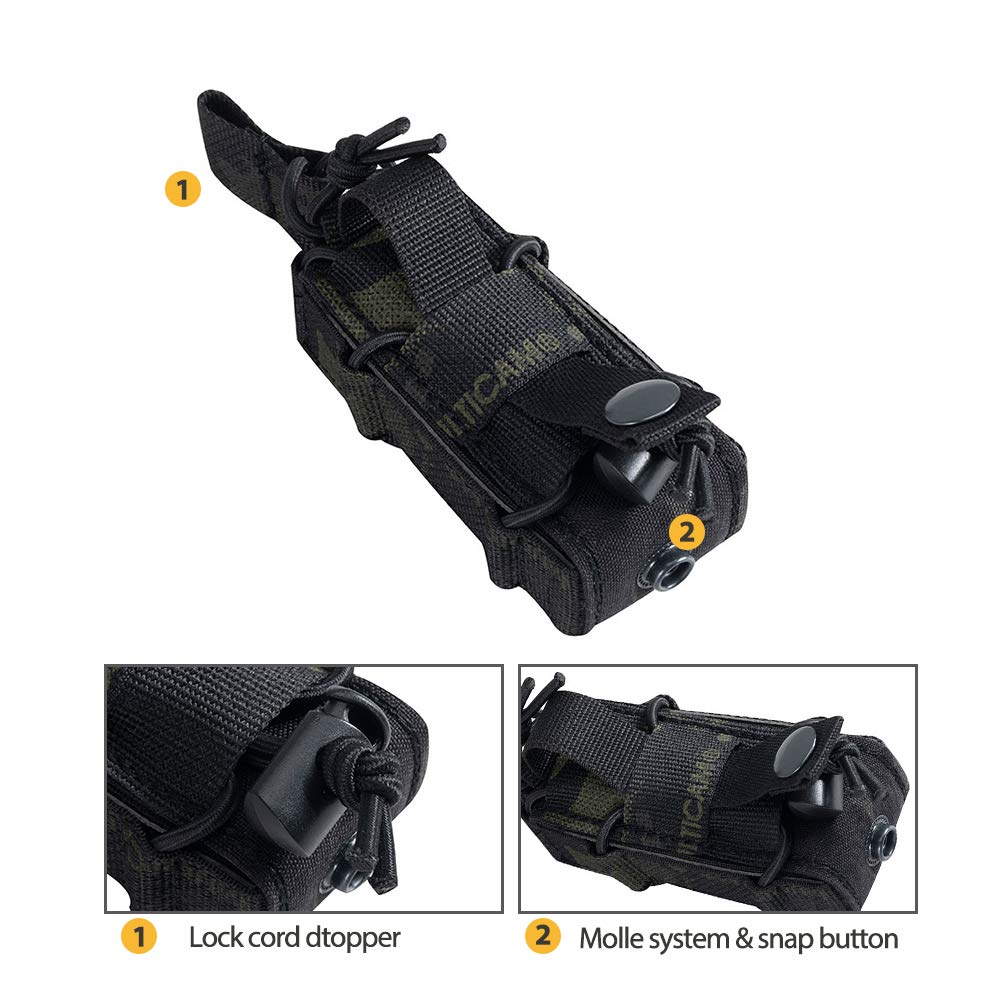 EXCELLENT ELITE SPANKER Open Top M4 M14 M16 AR15 Mag Pouch and Single Pistol Mag Pouch Flashlight Holder Magazine (muticam Black, Single Pouch)