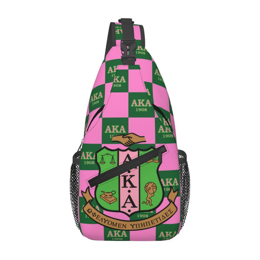 Generic Sorority Gifts Paraphernalia Sling Bag Crossbody Travel Hiking Chest Backpack Shoulder Daypack For Women - Pink, 7.5 x 3.5 x 15.4 inches