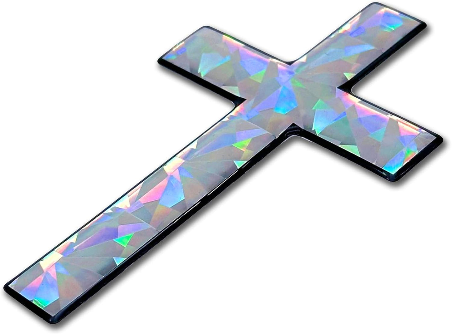 Elektroplate Christian Cross (Tapered) Reflective Domed Decal (3.25" x 2.5") Premium Automotive-Grade 3D All Weather Vinyl Sticker for Car, Water Bottle, Laptop, Phone & More | Made in The USA