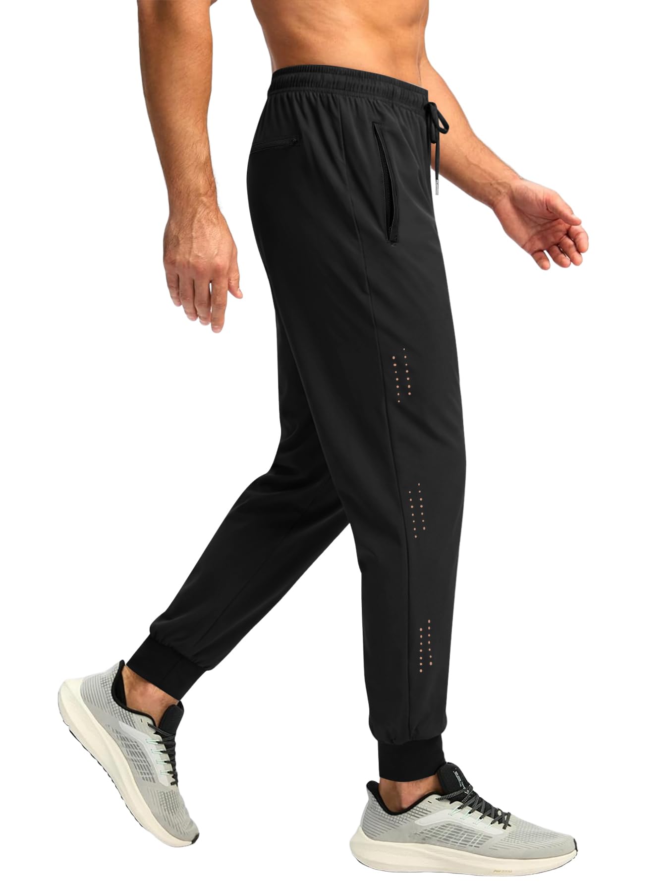 Auxo Men's Workout Pants with Zipper Pockets Tapered Breathable Sweatpants for Casual Gym Running Jogger Track Pants Black S