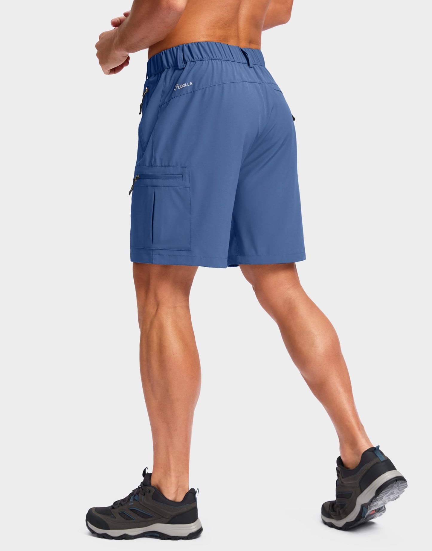 Pudolla Men's Hiking Cargo Shorts Lightweight 7" Travel Casual Shorts for Men Golf Work Outdoor with 5 Zipper Pockets(Dark Navy 3X-Large)