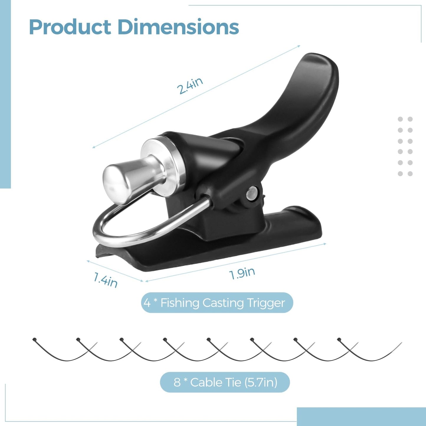 4 PCS Cannon Surf Fishing Trigger Casting Aid, Sea Fishing Cast Cannon Triggers, Marine Fishing Rod Trigger Clamps Finger Protect Aid