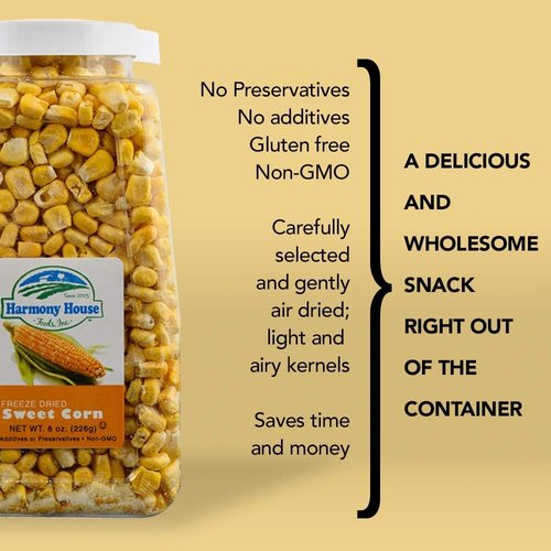 Harmony House Premium Sweet Corn Freeze-Dried - 100% Natural, Healthy Snack Foods