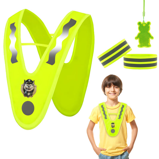 Essoy Reflective Vests for Kids Child Students,High Visibility Kids Safety Vests with 2 Reflective Bracelets for Biking Outdoor