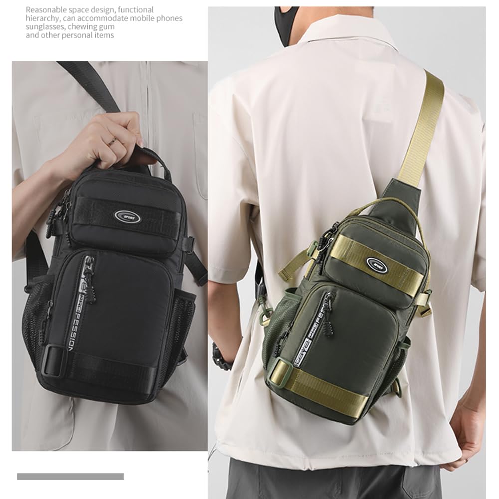 Aoyom Men's Crossbody Backpack Chest Bag Shoulder Bag Men's Camping Hiking Cycling Outdoor Travel Waterproof Bag (Grey)