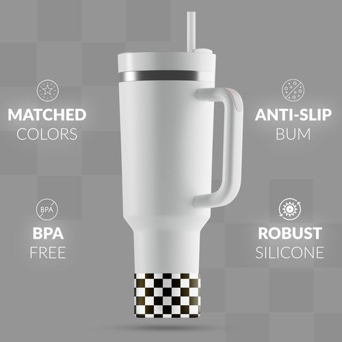 REUZBL Checker Silicone Bottle Boot Sleeve for Stanley Tumblers 20-40oz, Hydro Flask Tumblers, Simple Modern Tumblers, Iron Flask Tumbler, Similar Tumblers, Tumbler Water Bottle Accessory