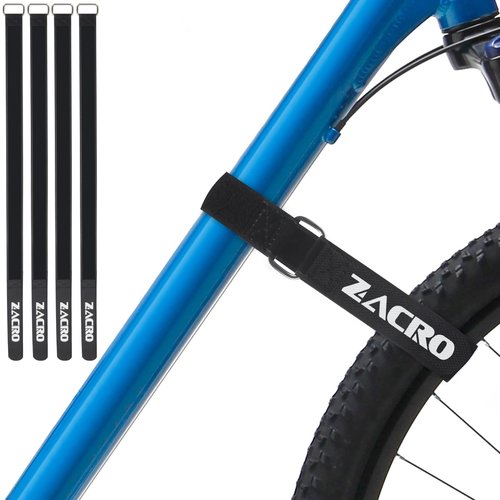 Zacro Bike Rack Straps, 4 PCS Adjustable Bike Wheel Strap with Upgraded Gel Grip & Stonger Metal Buckle, 24/31.5 Inches Anti-Slip Bicycle Tire Stabilizer Strap (Black)