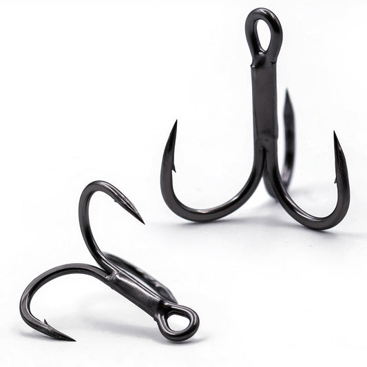 FishTrip Treble Fishing Hooks 4X Strong,10pcs/Pack Black Triple Hooks High Carbon Steel,Replacement Hooks on Hard Lures for Freshwater Saltwater Size 12