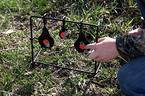EZ Aim Metallic Triple Spinner Target System, Rimfire .22 Cal. and Air Guns, Shooting Target 12"W x 13"H, Black/Red