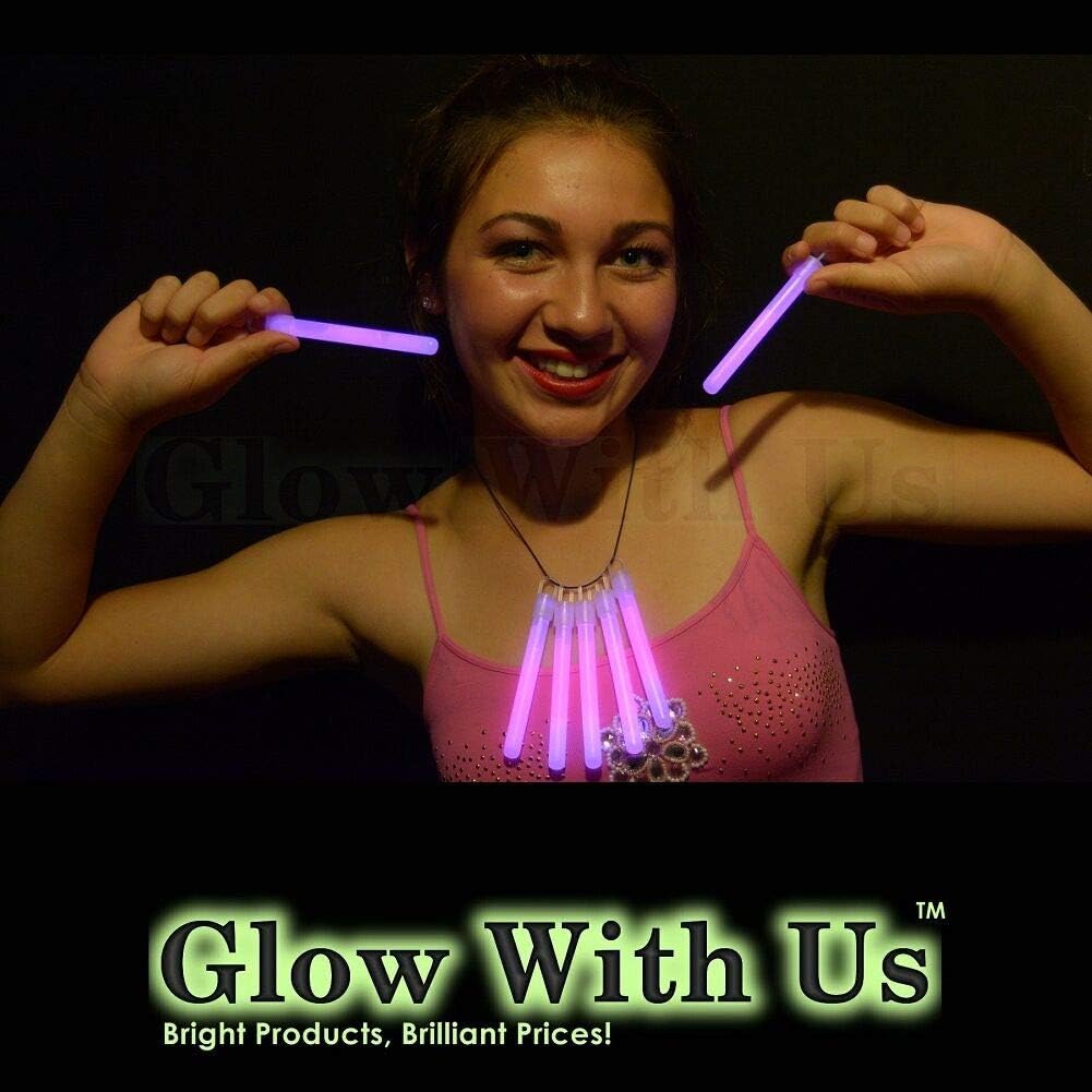 Glow Sticks Bulk Wholesale, 50 4” Blue Glow Stick Light Sticks. Bright Color, Kids Love Them! Glow 8-12 Hrs, 2-Year Shelf Life, Sturdy Packaging, GlowWithUs Brand