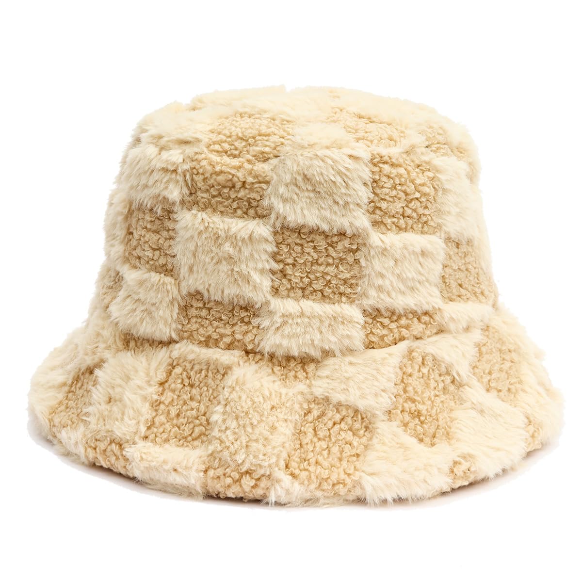 Furry Bucket Hat for Women Warm Fur Bucket Hat Winter Teddy Velvet Plush Fisherman Fluffy Sherpa Bucket Hats