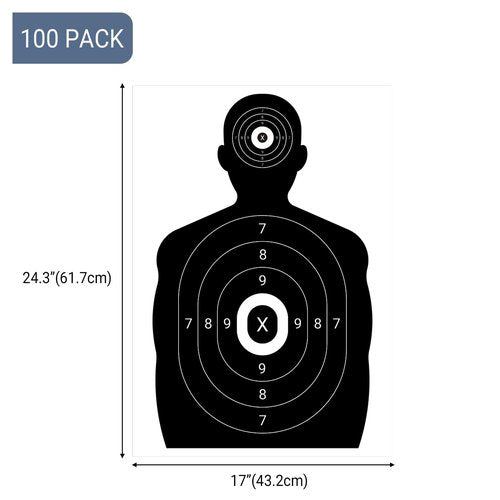 suituts 100 Pack 17" x 24.3" Paper Shooting Targets for Range, Bulk Silhouette Target Paper Gun Targets for Shooting Outdoor Indoor