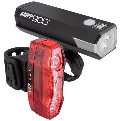 CATEYE AMPP & ViZ USB Rechargeable Bike Light Combo Kit – IPX4 Waterproof High Lumen AMPP Opticube™ LED Headlight & ViZ USB Daytime Safety Light, Visible up to 1 Mile, Fits Road, MTB, Gravel Bikes