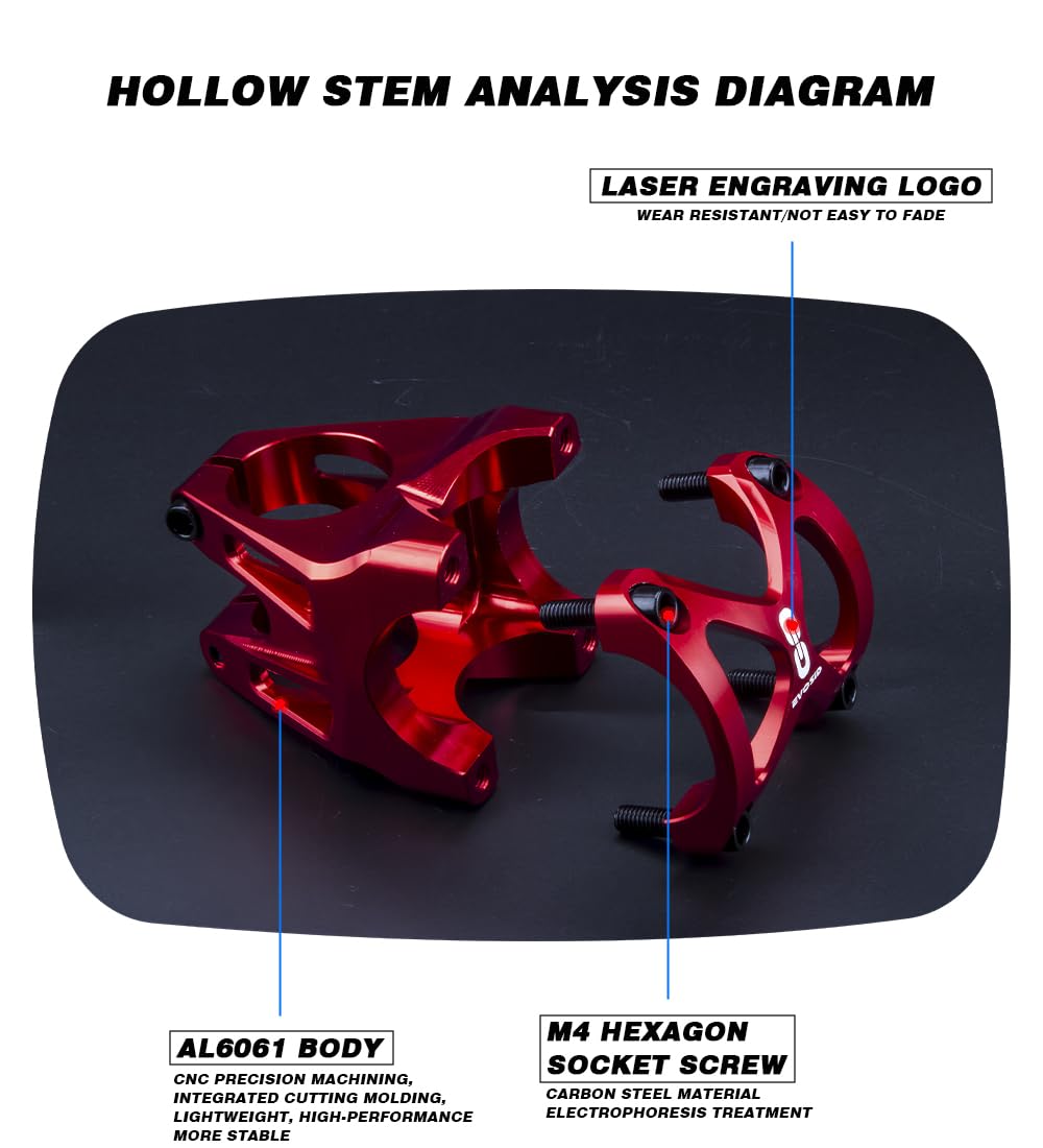 EVOSID MTB stem 31.8 stem Mountain Bike Stem Mountain Bike Handlebar Stem for Most Bike Road Bike MTB BMX (Black) (Black)