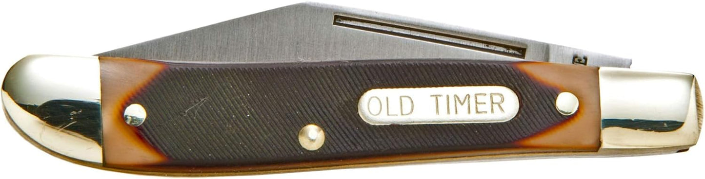 Old Timer 12OTCP Pal Traditional Folding Pocket Knife with 2.2in High Carbon Stainless Steel Blade, Sawcut Handle, and Convenient Size for EDC, Whittling, Camping, Hunting, General Use, and Outdoors, 5.1 inch