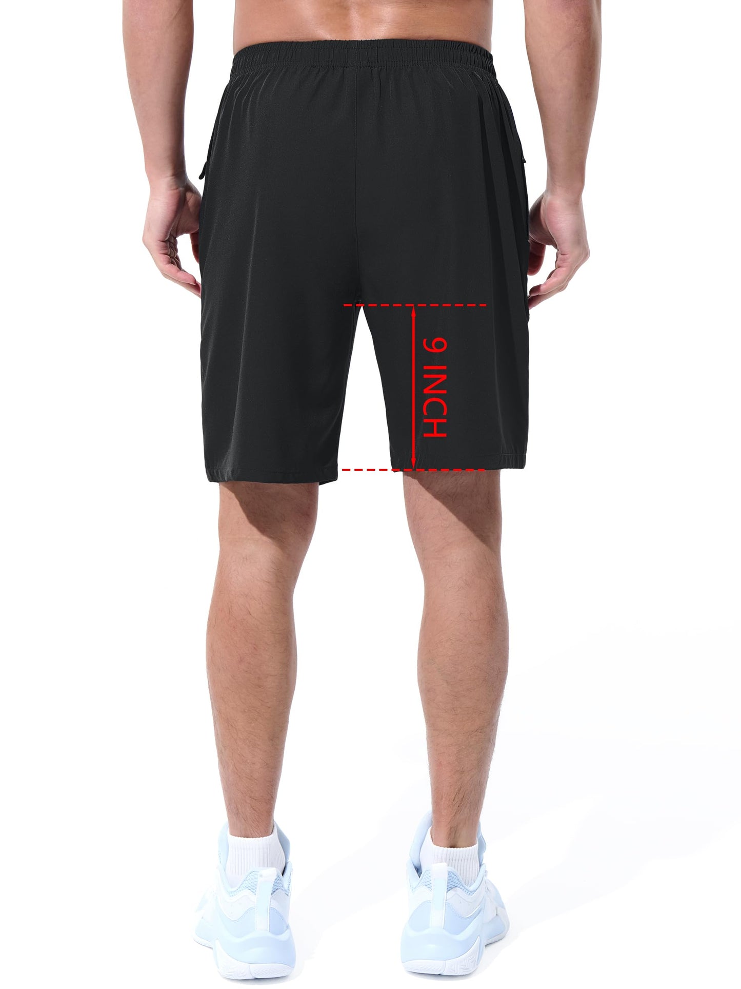 UIQUR Mens Athletic Shorts Running Shorts Quick Dry Workout Shorts 7"/ 9" Lightweight Gym Basketball Shorts Zipper Pockets Black M