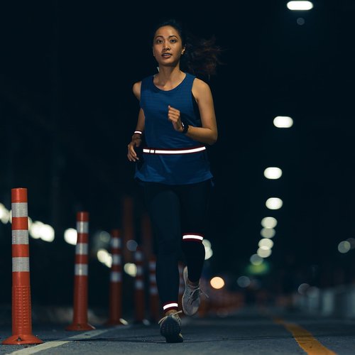 M METERXITY Reflective Belt Bands - High Visibility Safety Reflector Tape Gear, Apply to Cycling Running Night Walking(24x1.6 Inch, Pink)