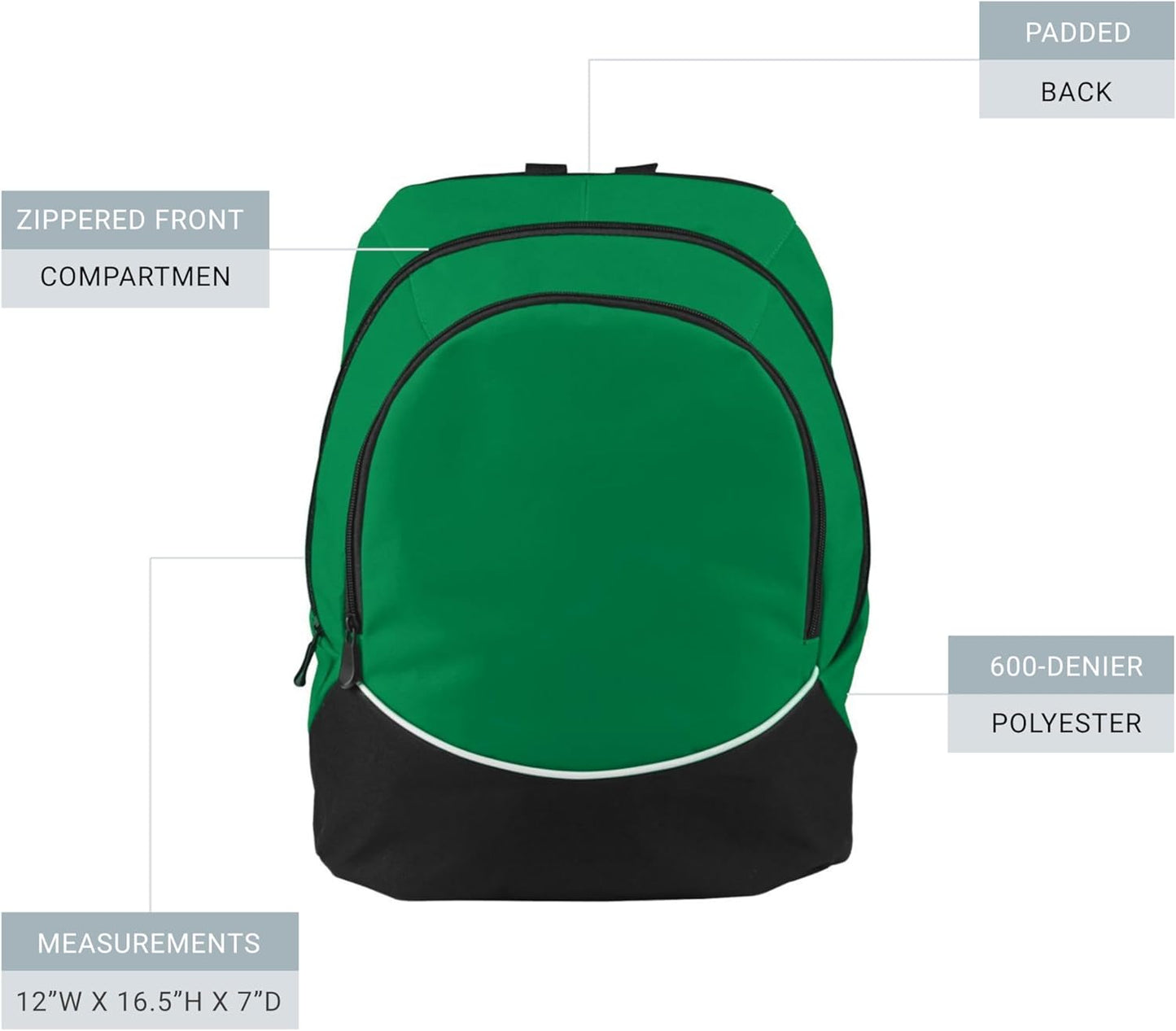 Tri-Color Large Backpack for Sports & Travel - Purple/Black/White by Augusta Sportswear
