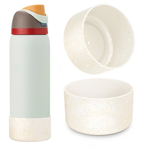 yoelike 2PCS Glitter Silicone Boot for Owala Water Bottle 32 oz, Anti-Slip Protective Sleeve for FreeSip/Twist/Flip, Bottom Bumper Cover for Watter Bottle Accessories