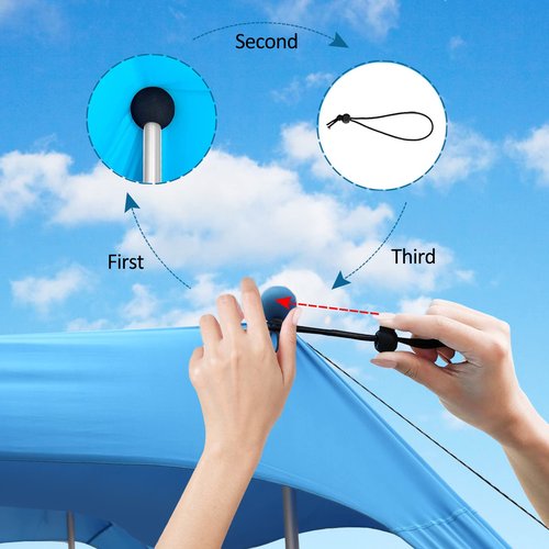 BRONOM Beach Canopy Beach Tent Sun Shelter 7.5X7.5 FT Beach Shade Canopy UPF50+ Sun Protection Windproof Ropes Carry Bag Easy to Setup for Family Outdoor Camping