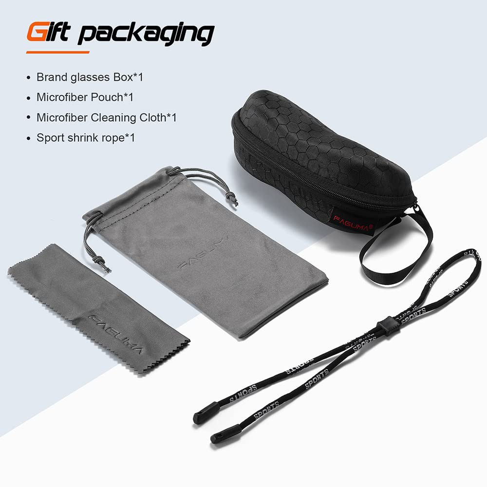 FAGUMA Polarized Sports Sunglasses for Men Women Fishing Cycling Running Golf Motorcycle TR90 Frame UV400 Protection