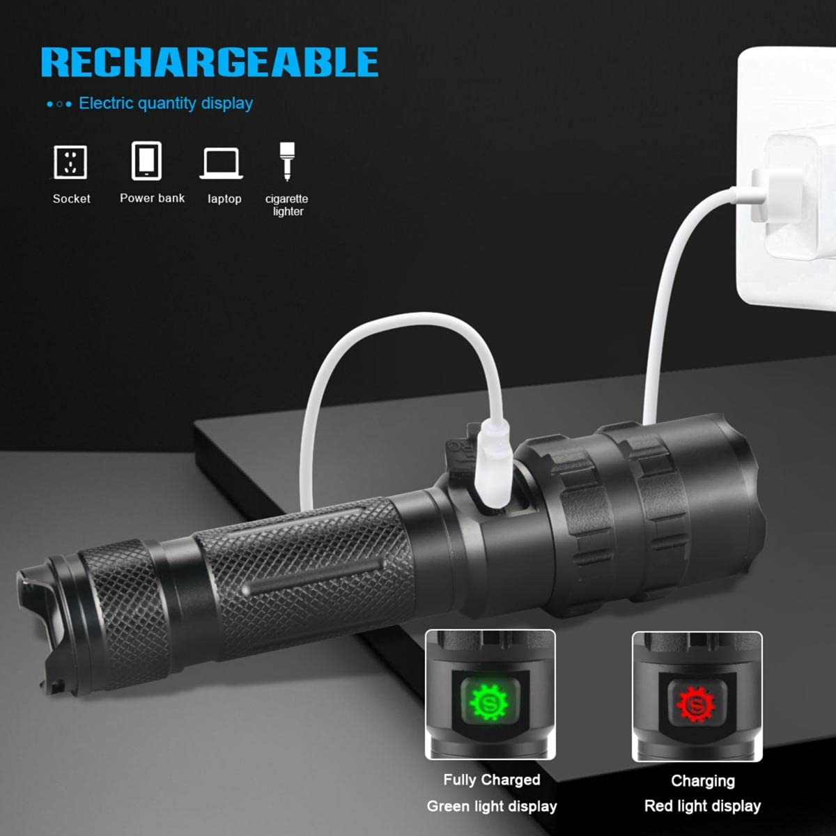 Rechargeable LED Flashlights High Lumens, 2000 Lumen Powerful Flash Light Super Bright Flashlight with 5 Modes IP65 Waterproof for Home Camping Hiking(2 Pack)