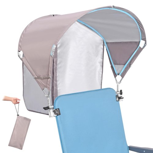 Universal Chair Umbrella Canopy, UPF 50+ Sun Shade with Adjustable Clamp, Fits Most Brands’ Beach, Camping, Lawn, Tanning, Zero Gravity, Lounge & Fishing Chairs