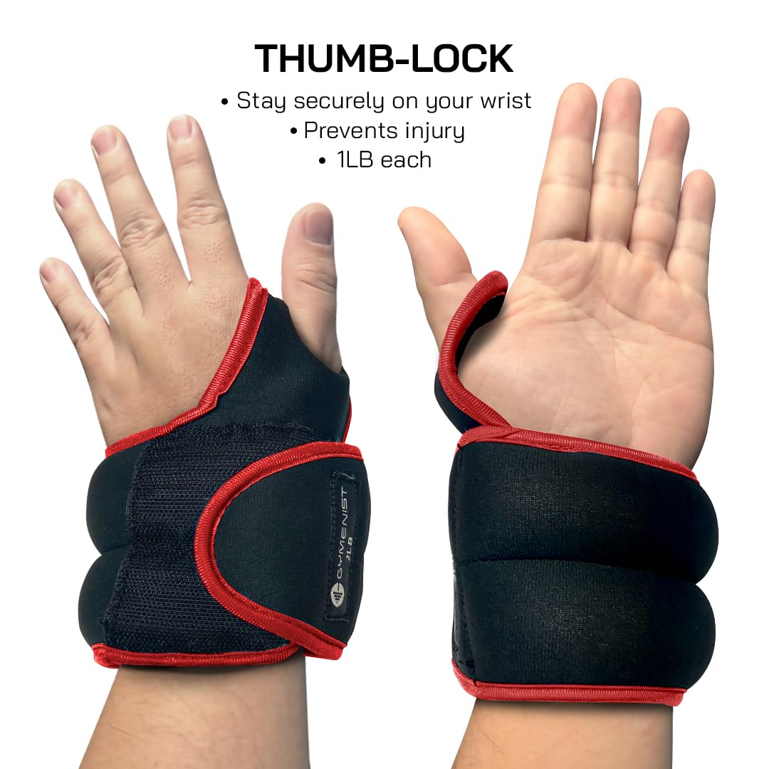 Pair of Wrist Weights With Hole for Thumb, Great for Fitenss Running Workouts & All Kind of Cardio Exercises (1 LB - PAIR - 2 Lb total)