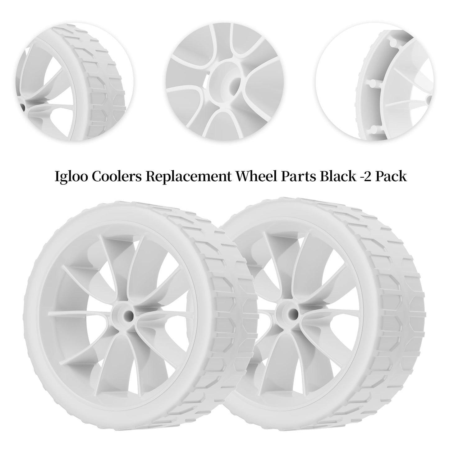 6 Inch Cooler Wheels Compatible with Most Ig-loo Coolers,Fits for Ice Cube 58 & 60 QT,Glide 110 QT,Yukon 90 QT,Coolers Replacement Wheel kit (White),2-Pack