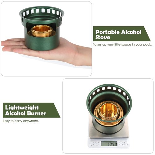 HUANSHA 2 In 1 Mini Alcohol Stove For Camping, Portable Alcohol Burner With Stainless Steel Cross Stand, Storage Bag, Lightweight Tiny Brass Stove For Backpacking Emergency Outdoor Coffee