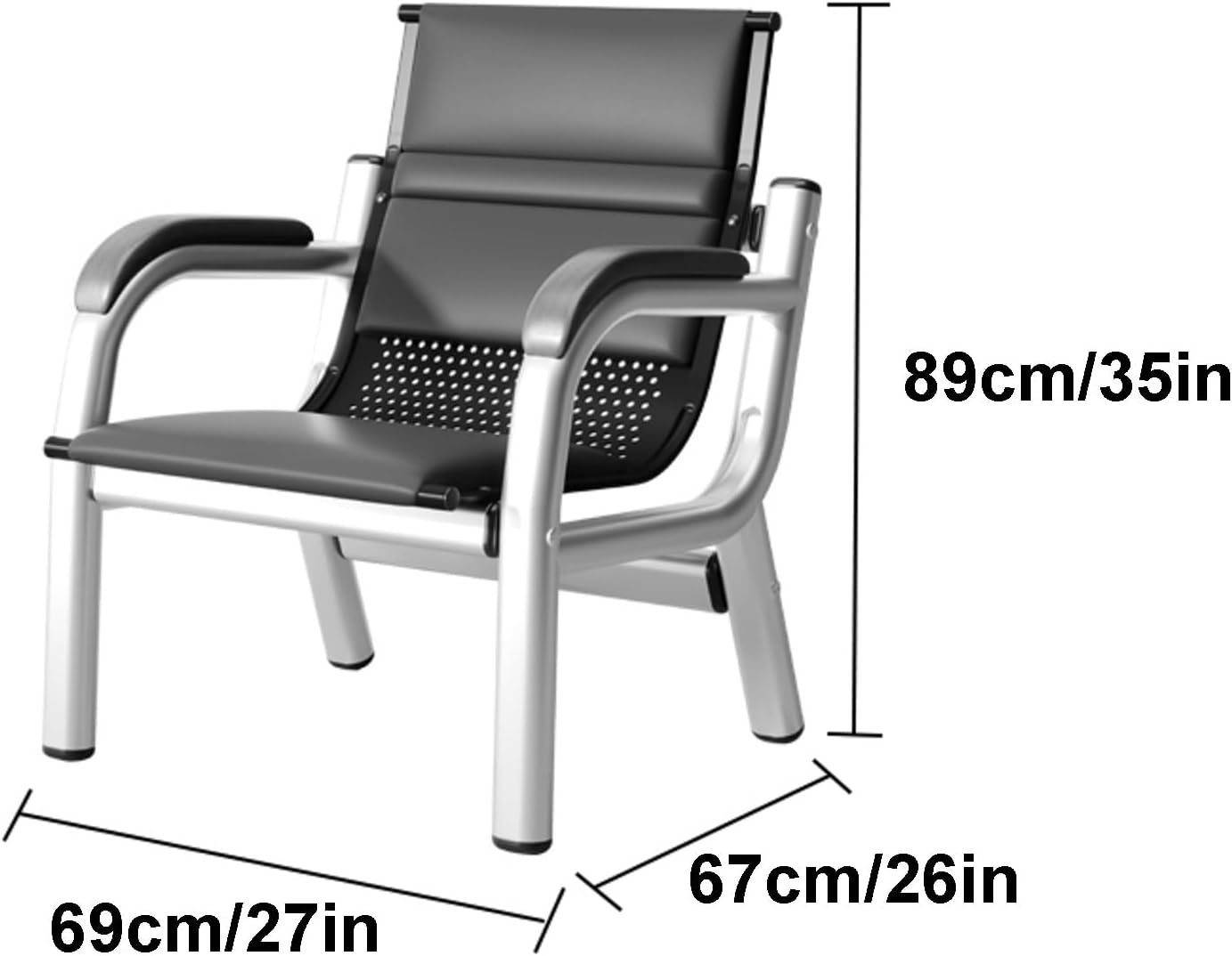 Office Reception Guest Chair with Backrest and Armrests 1-Seat Waiting Room Bench for Airport Business Hospital, Easy to Assemble(Brown)